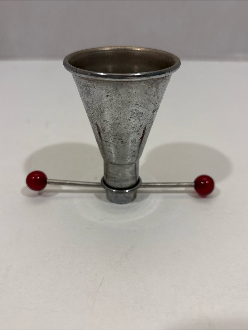Vintage Art Deco Mid Century Chrome Shot Measure Dispenser Red Bakelite Balls